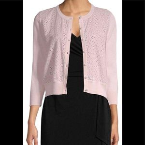 - Karl Lagerfeld Cotton-Blend Pearl-Embellished Eyelet Front